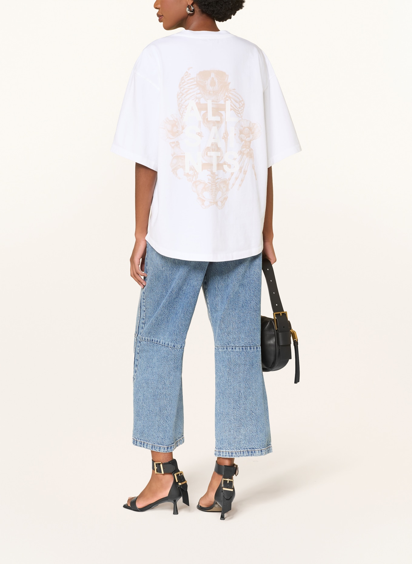 ALLSAINTS Koszulka oversize TEMPUS AMELIE: BIAŁY / BEŻOWY