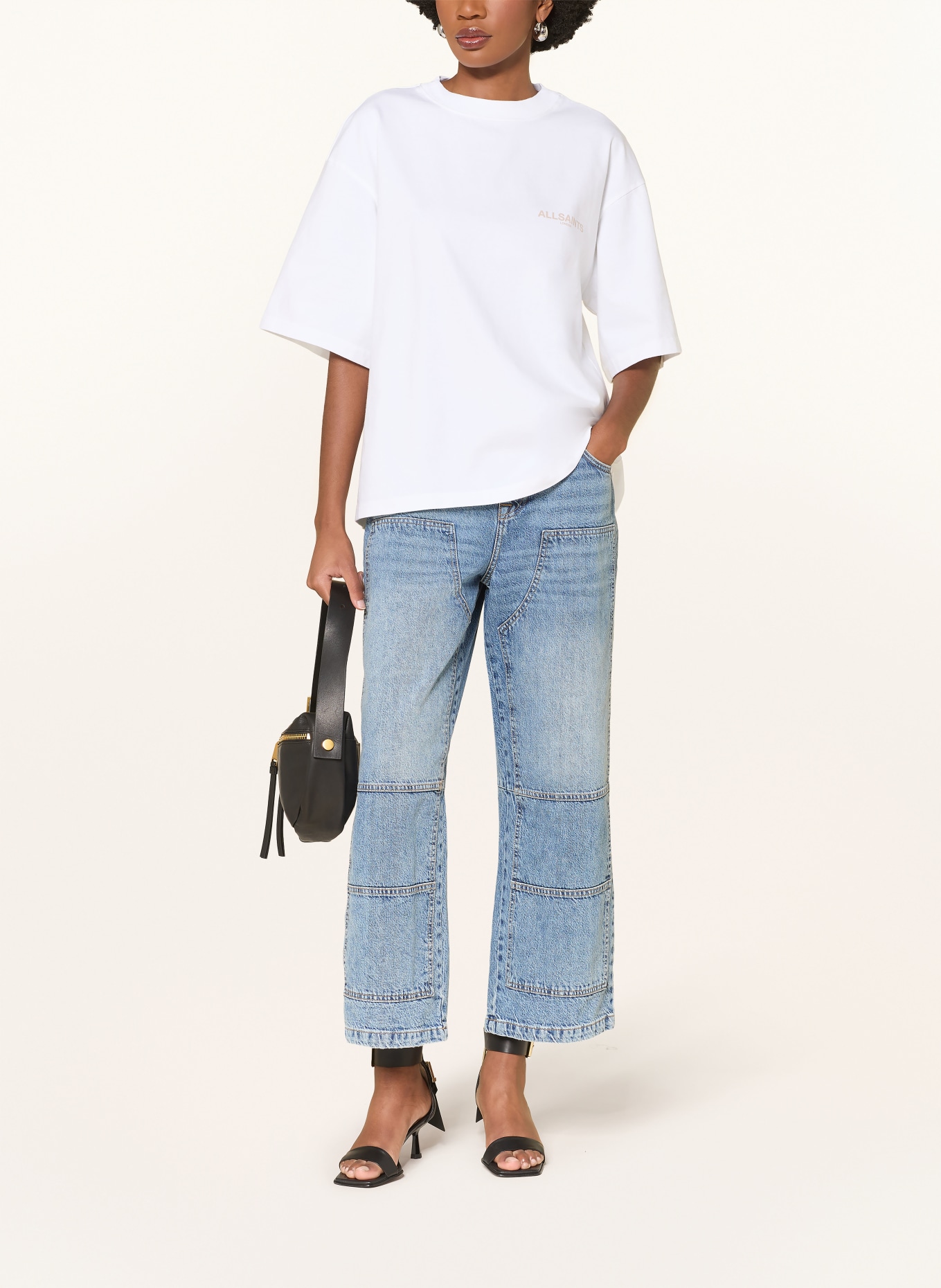 ALLSAINTS Koszulka oversize TEMPUS AMELIE: BIAŁY / BEŻOWY