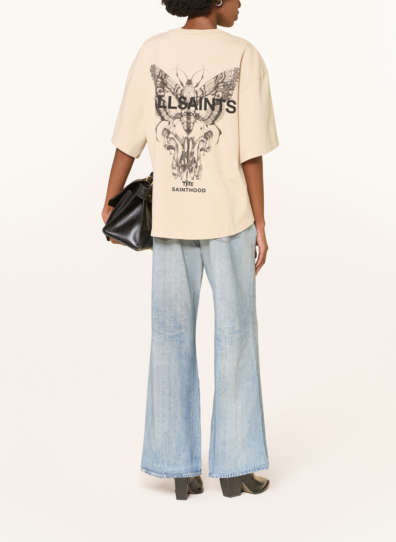 ALLSAINTS Oversized-Shirt HALIS AMELIE: BEIGE / SCHWARZ