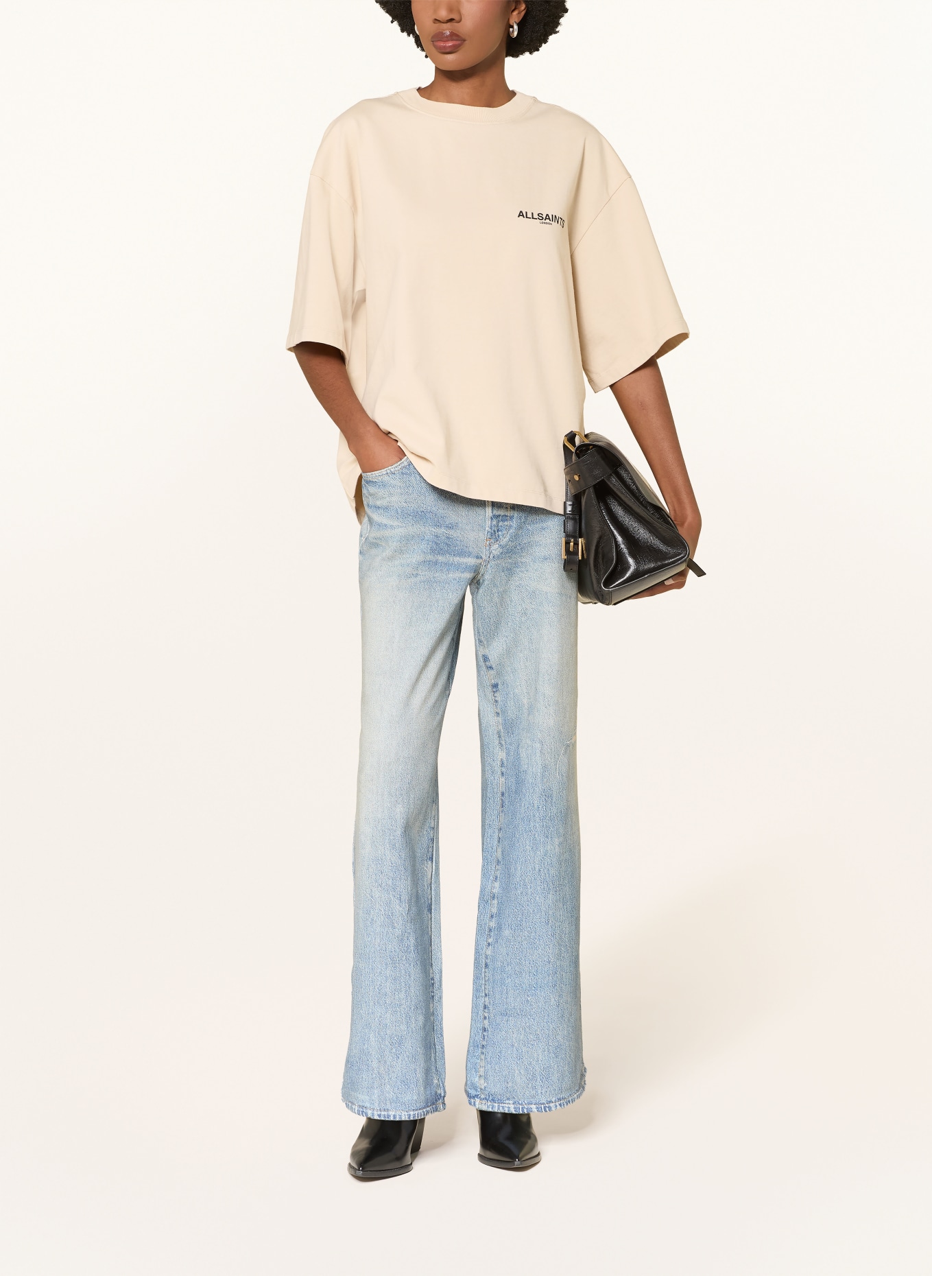 ALLSAINTS Oversized-Shirt HALIS AMELIE: BEIGE / SCHWARZ