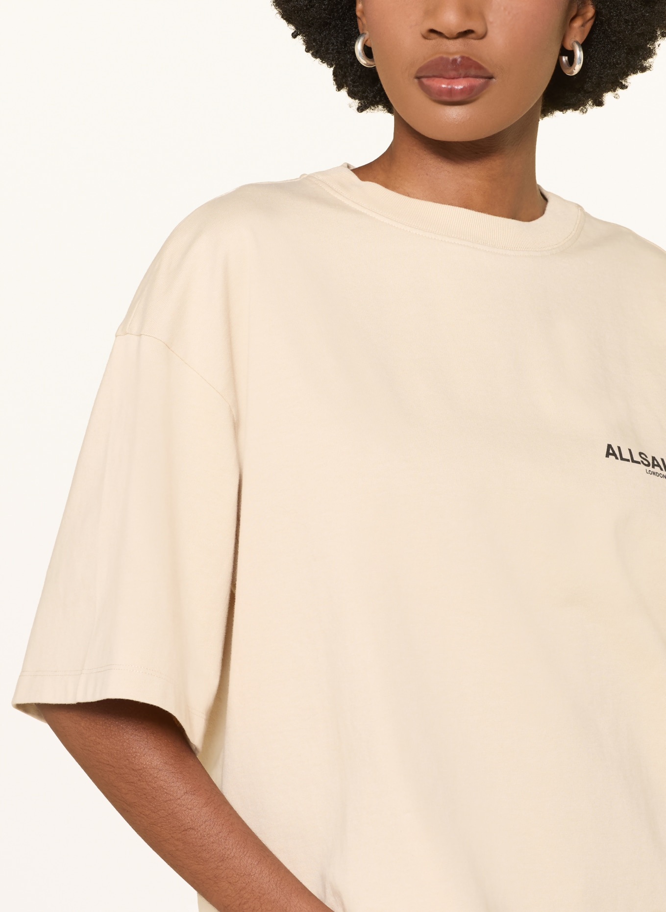 ALLSAINTS Oversized-Shirt HALIS AMELIE: BEIGE / SCHWARZ