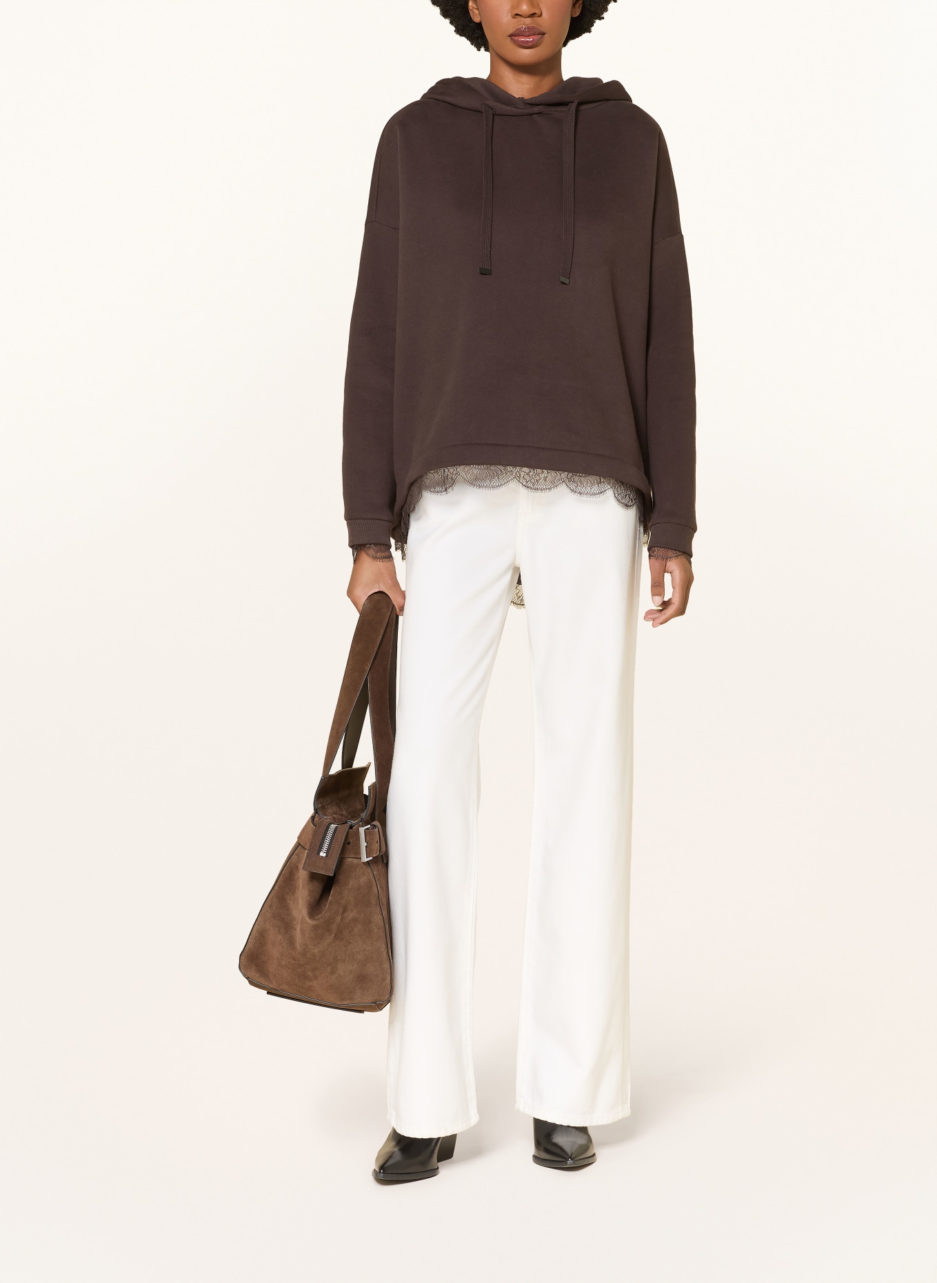 ALLSAINTS Hoodie NIA mit Spitze: DUNKELBRAUN