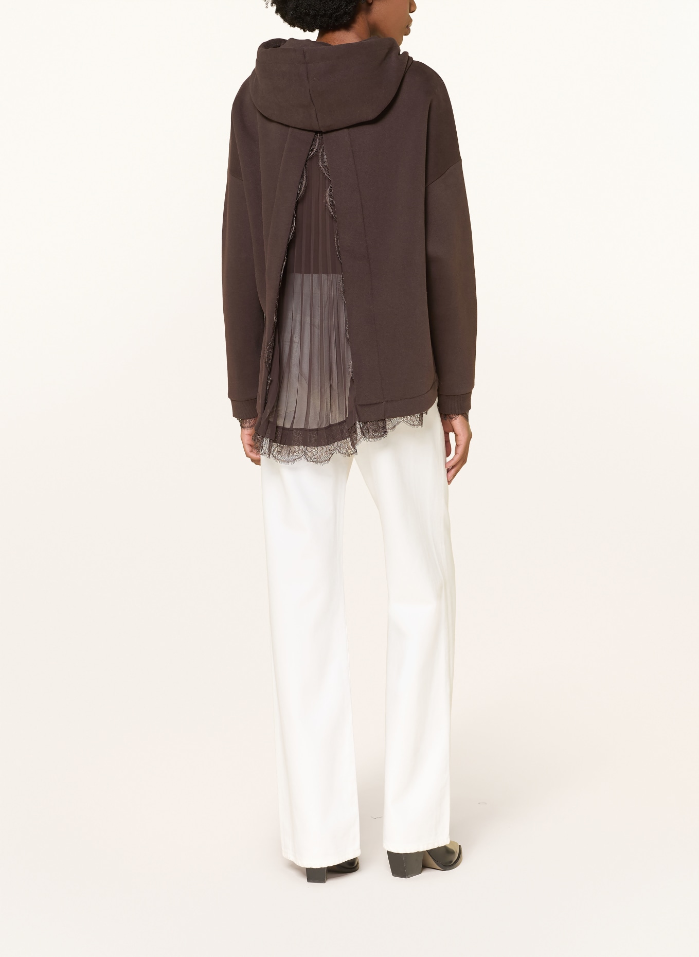 ALLSAINTS Hoodie NIA mit Spitze: DUNKELBRAUN