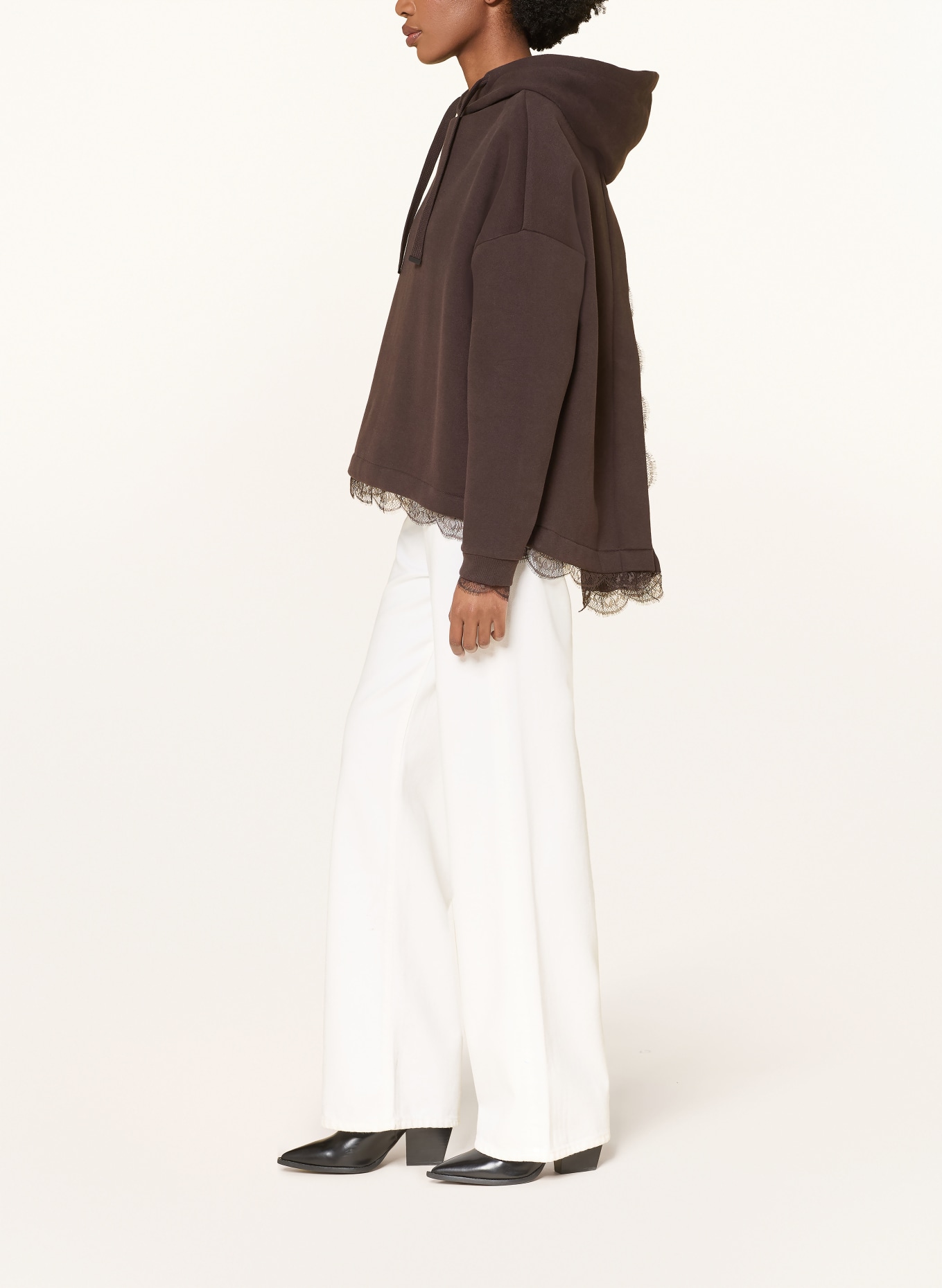 ALLSAINTS Hoodie NIA mit Spitze: DUNKELBRAUN