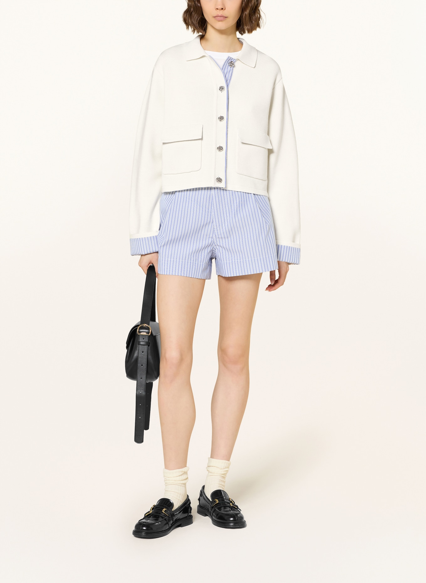 SANDRO Strickjacke: ECRU / HELLBLAU