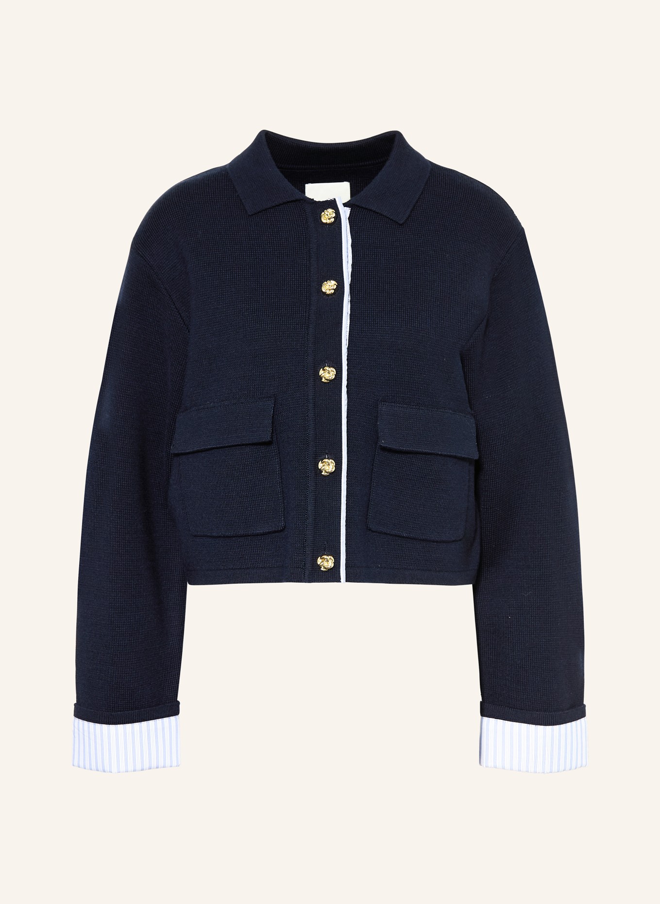 SANDRO kardigan: GRANATOWY / JASNONIEBIESKI / BIAŁY