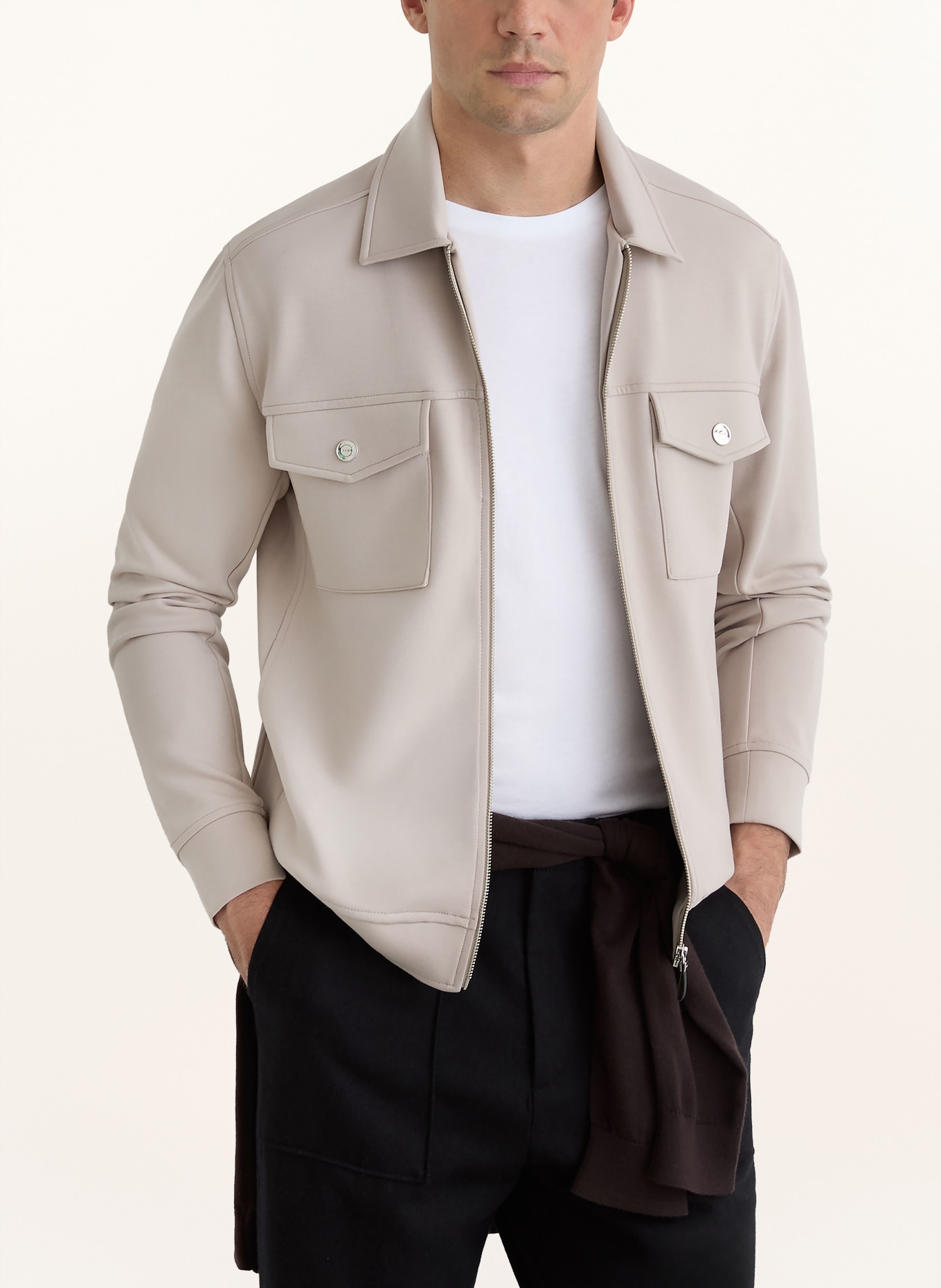 REISS MEDINA overshirt: LIGHT GRAY