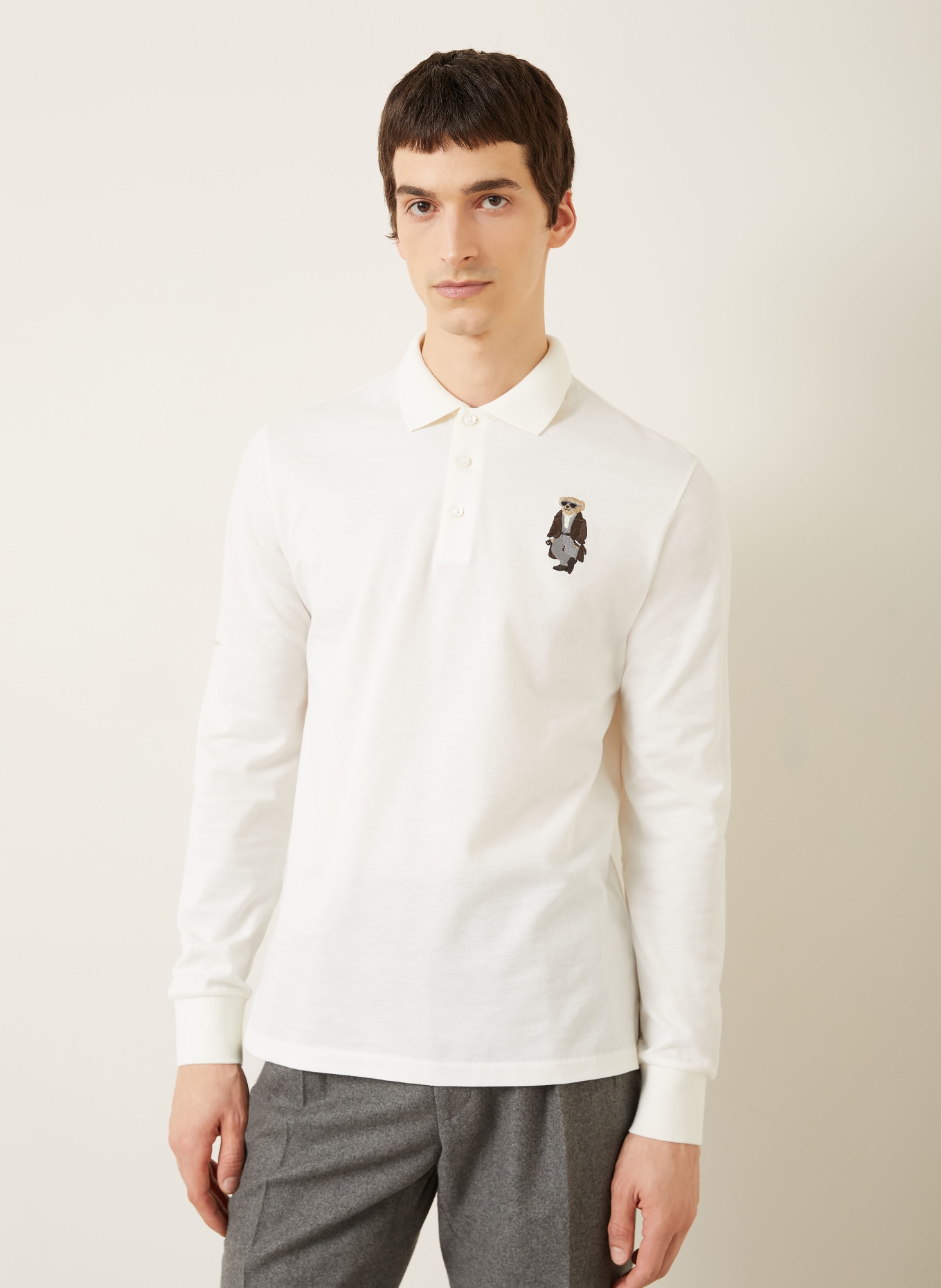 RALPH LAUREN PURPLE LABEL piqué polo shirt: WHITE