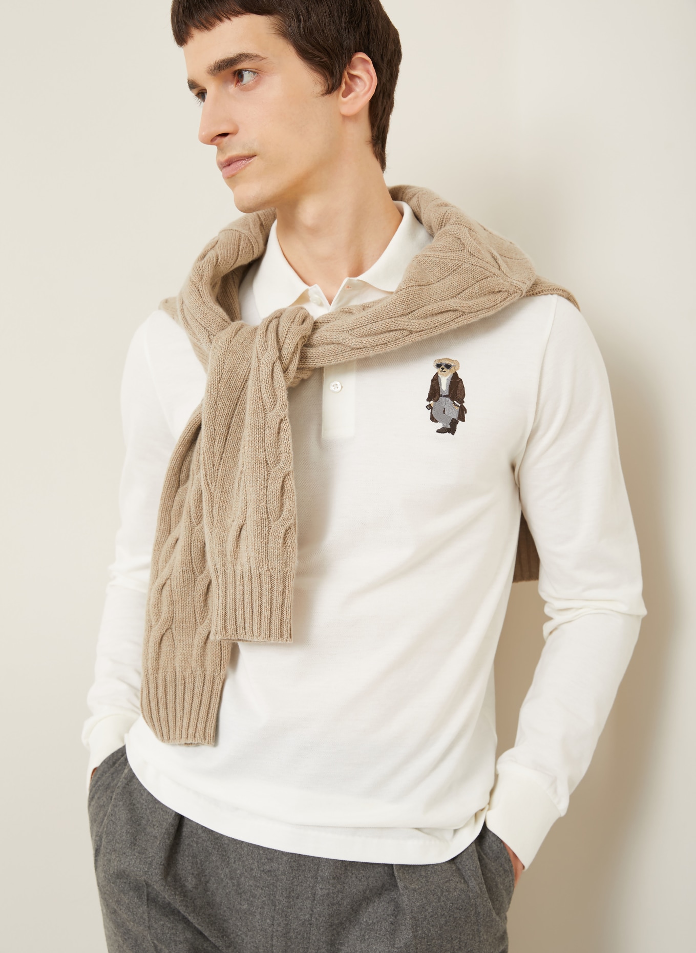 RALPH LAUREN PURPLE LABEL piqué polo shirt: WHITE