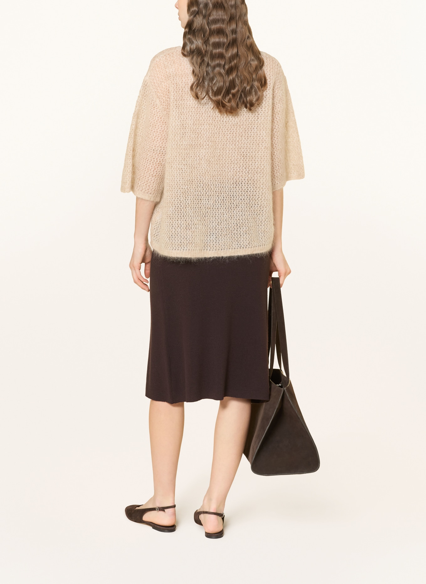 Stylein PEARLA knitted skirt made from merino wool: DARK BROWN