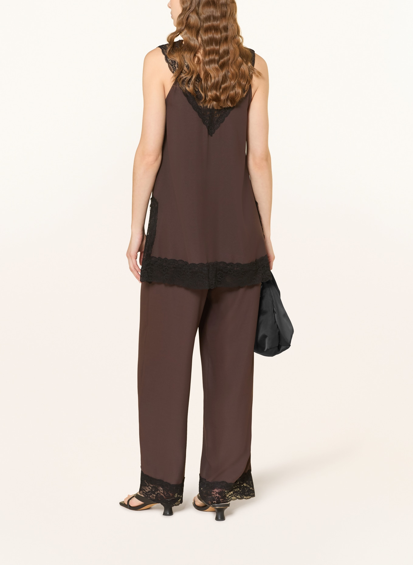 Stylein Top MIETTE mit Spitze: DUNKELBRAUN / SCHWARZ