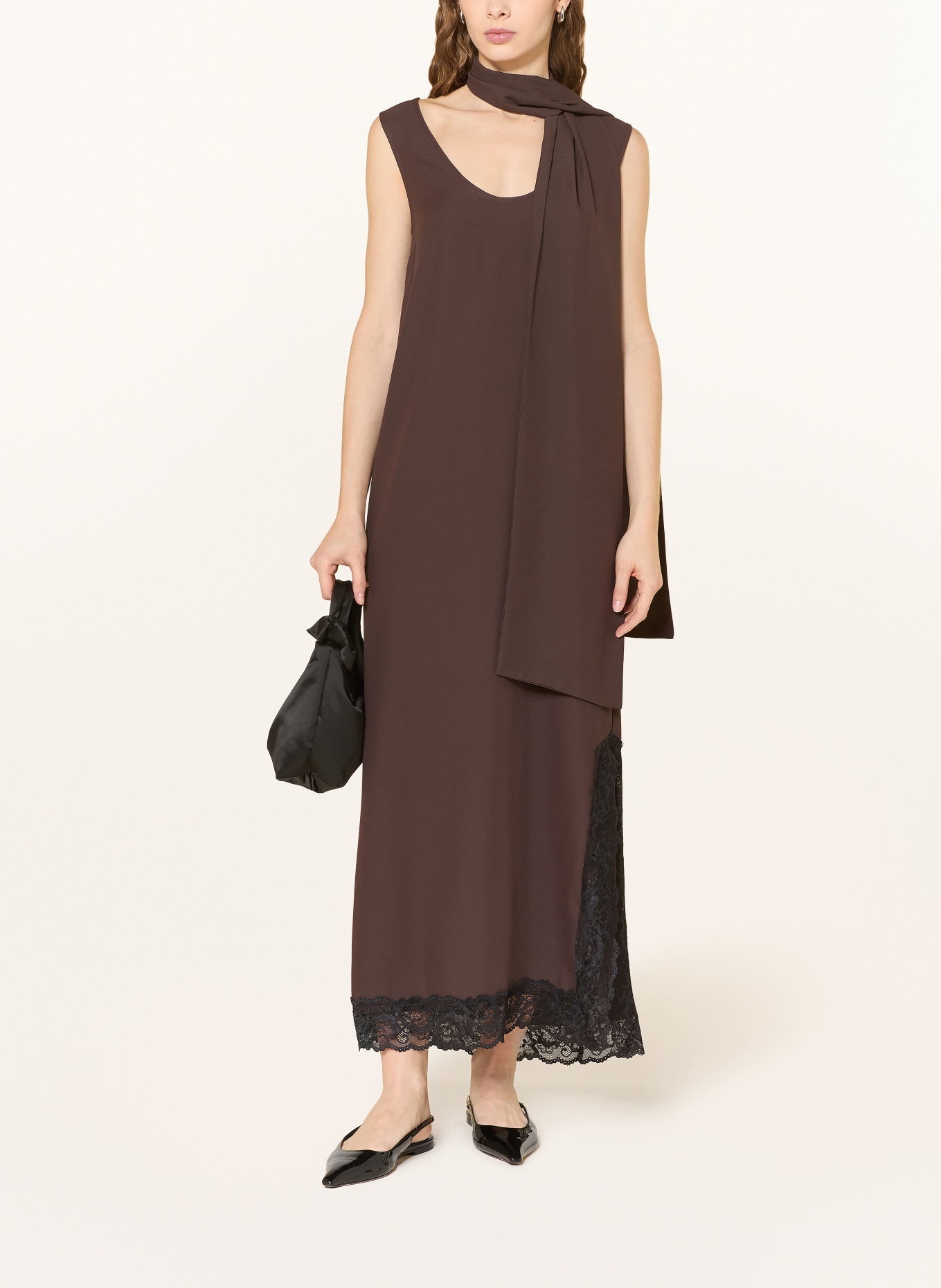 Stylein Dress with lace: DARK BROWN / BLACK