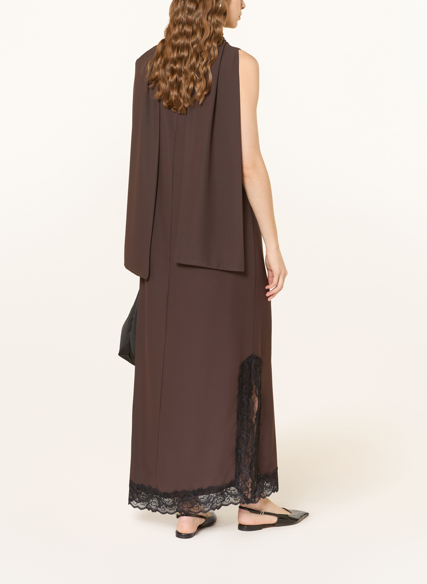 Stylein Dress with lace: DARK BROWN / BLACK