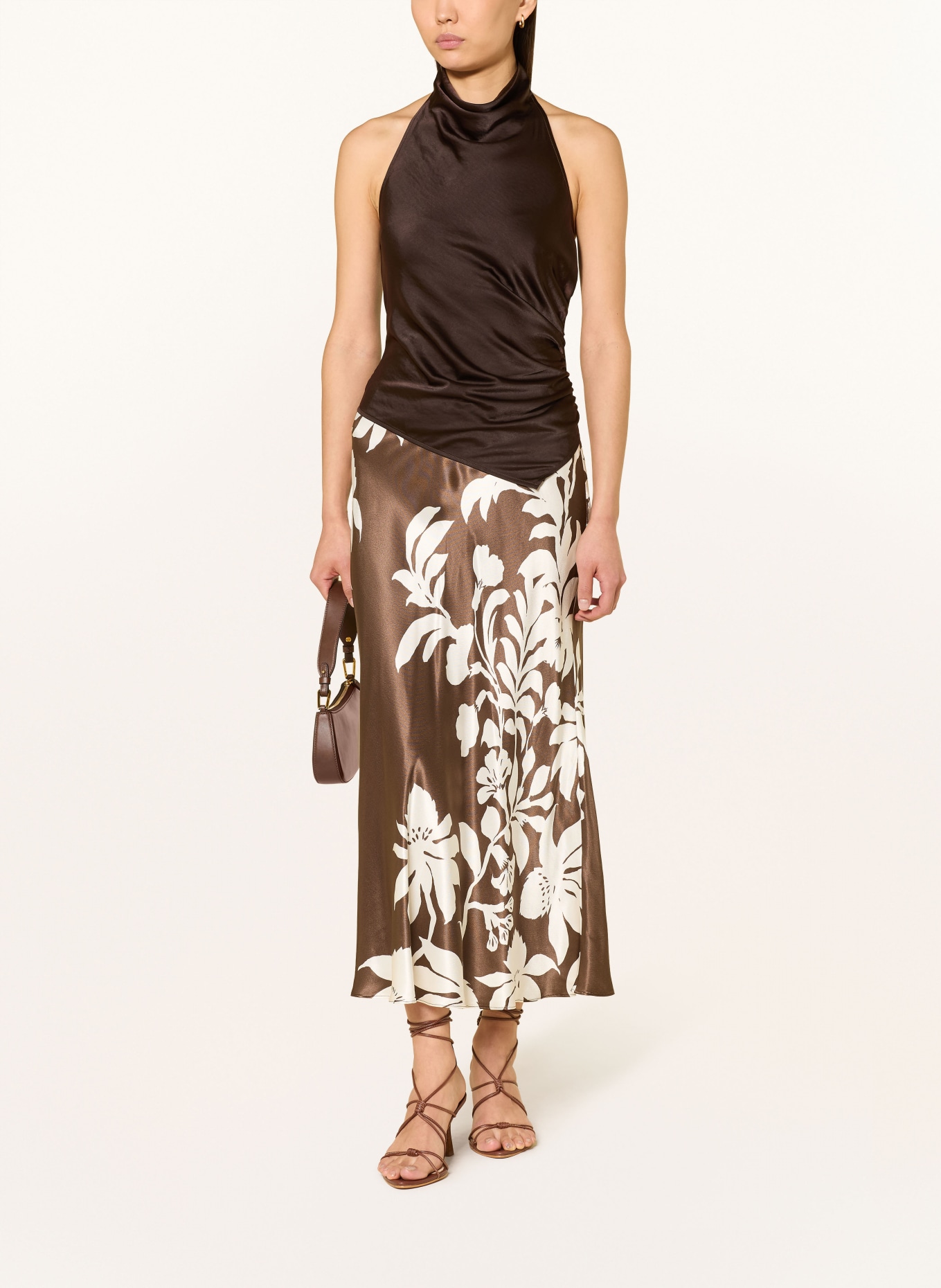 Phase Eight Satin skirt HATTIE: BROWN / CREAM