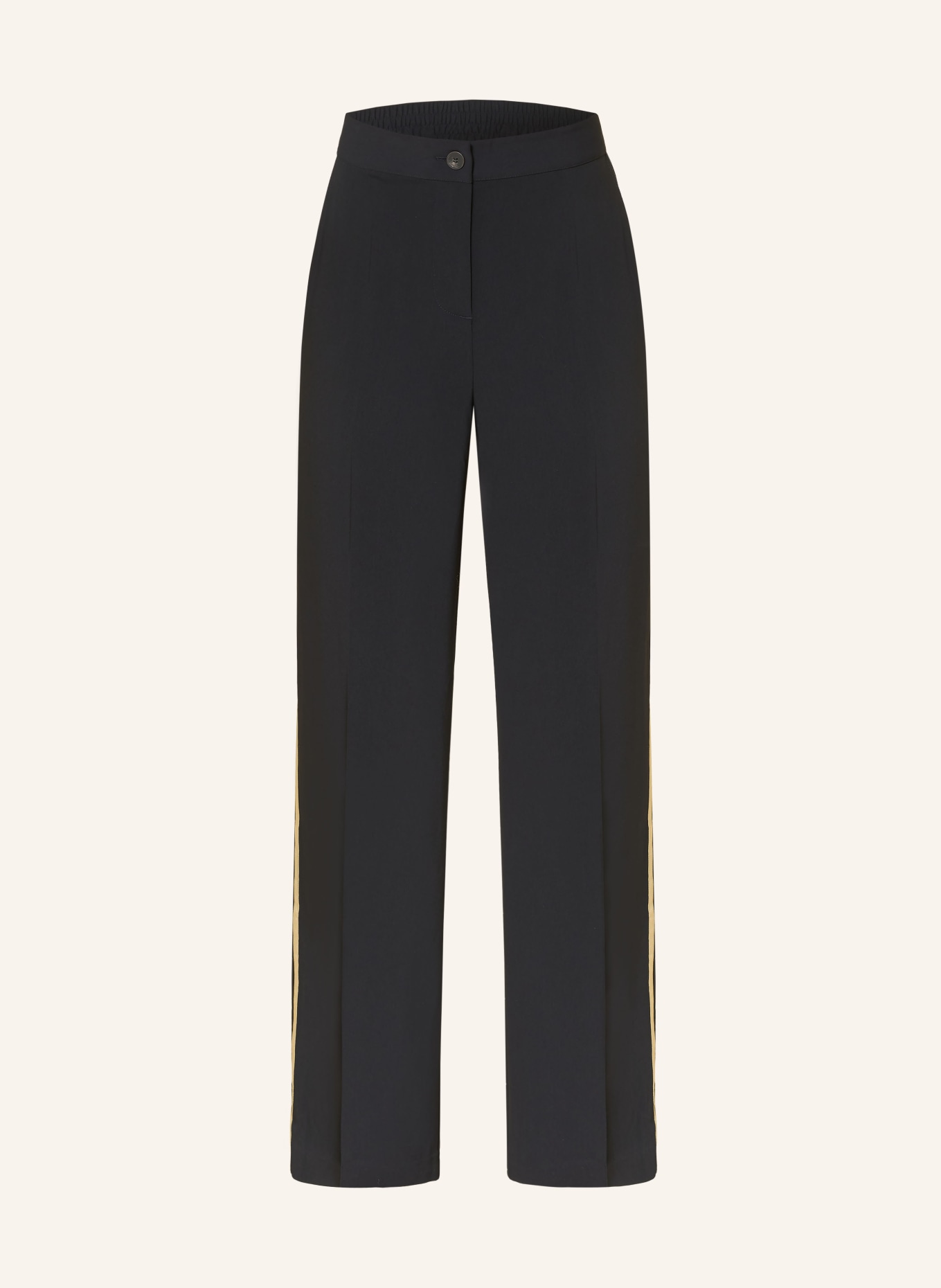 HOBBS HADLEY wide-leg pants with braid trim: DARK BLUE
