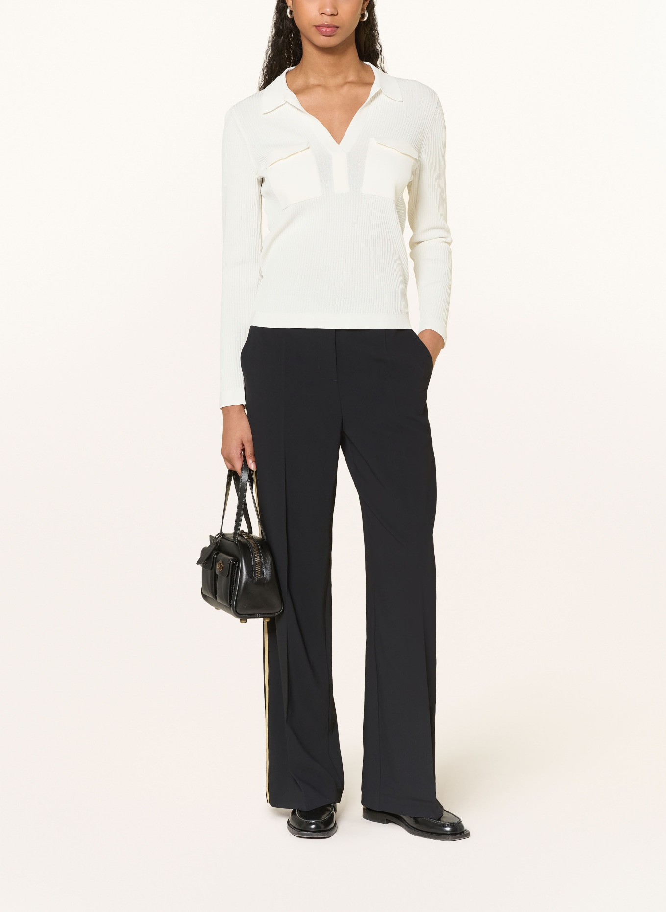 HOBBS HADLEY wide-leg pants with braid trim: DARK BLUE