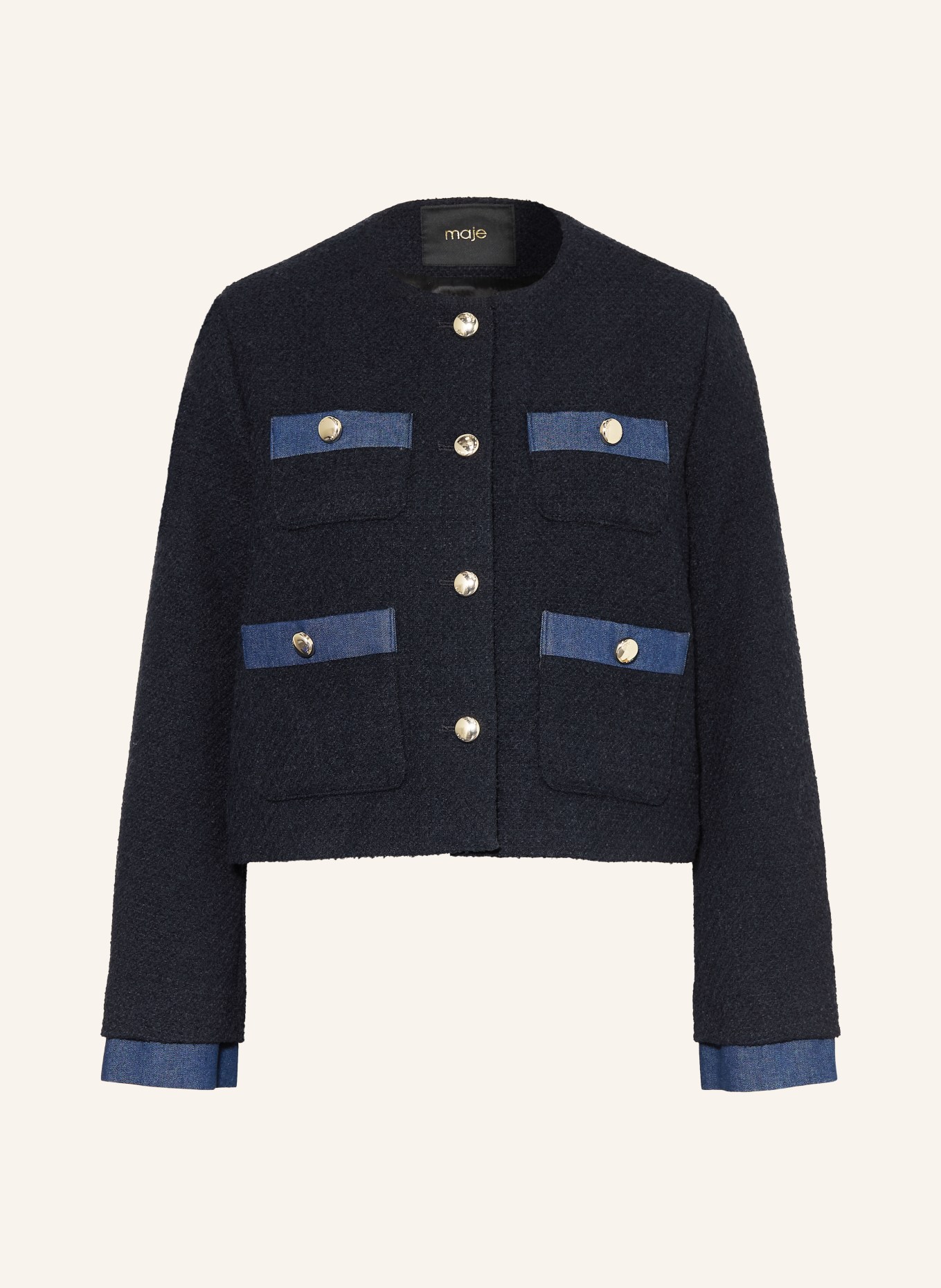 maje Kastenjacke aus Bouclé: DUNKELBLAU