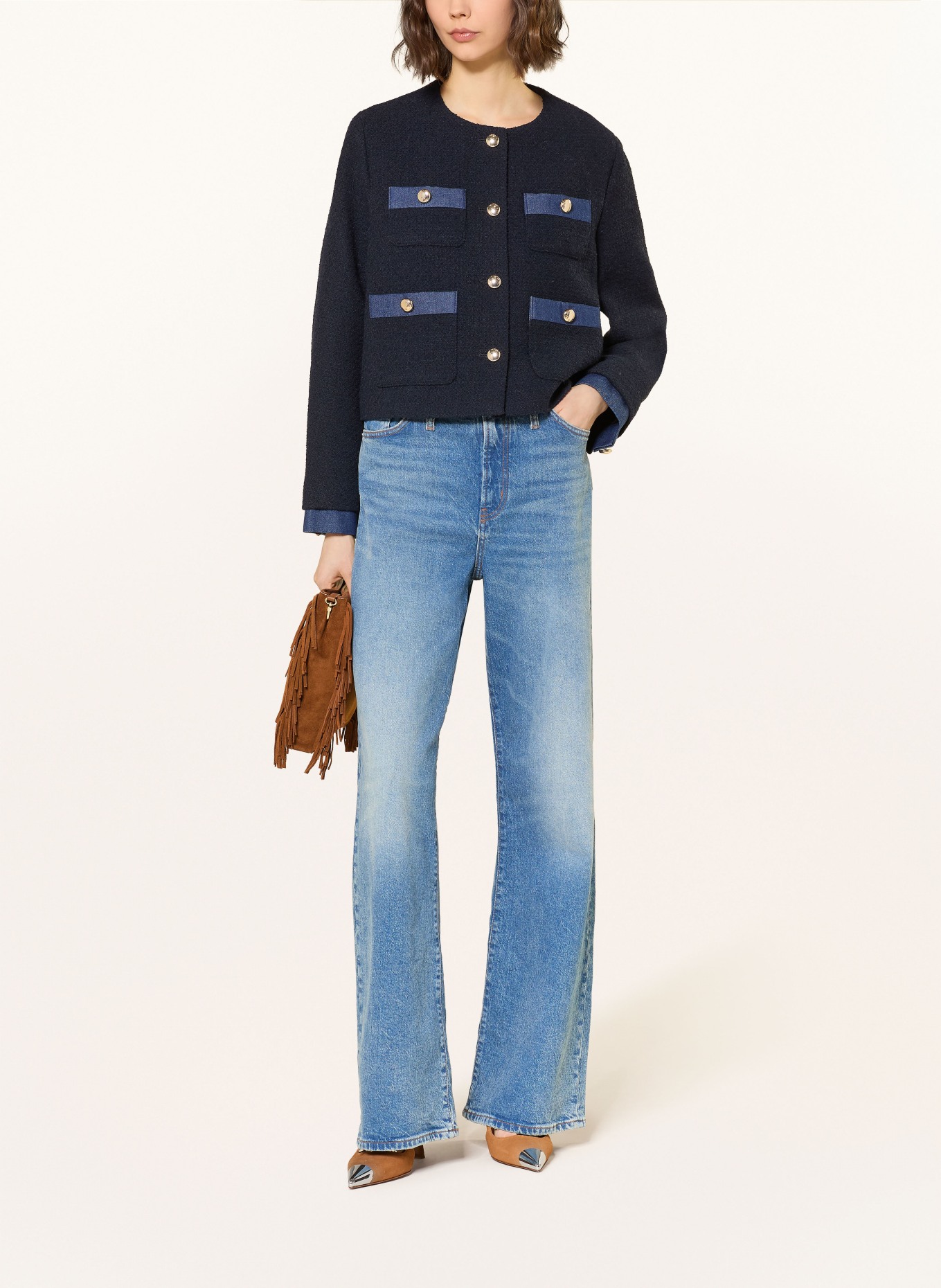 maje Kastenjacke aus Bouclé: DUNKELBLAU