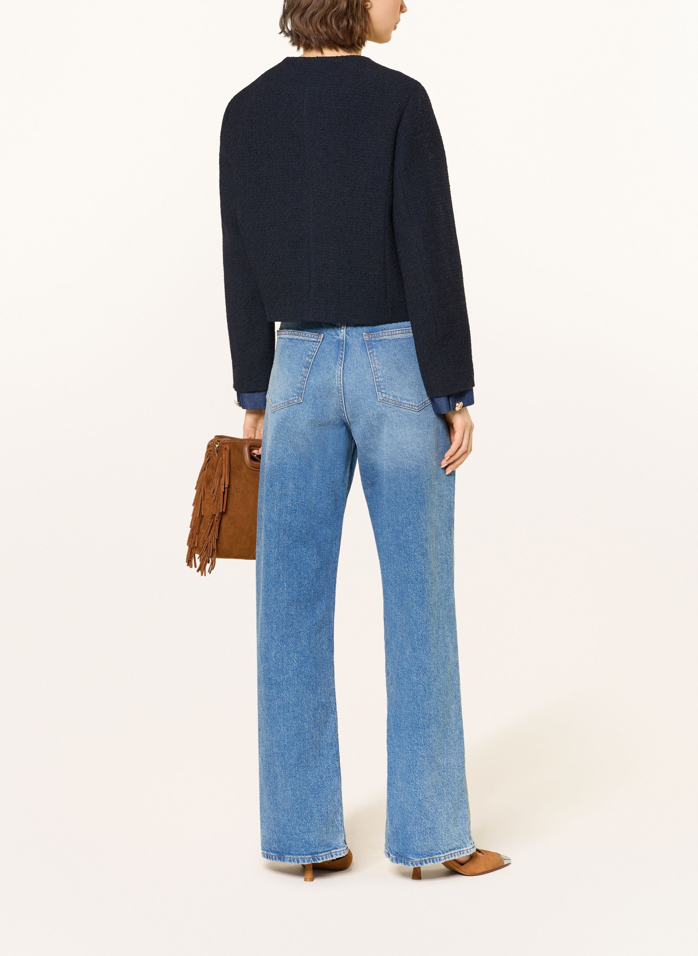 maje Kastenjacke aus Bouclé: DUNKELBLAU