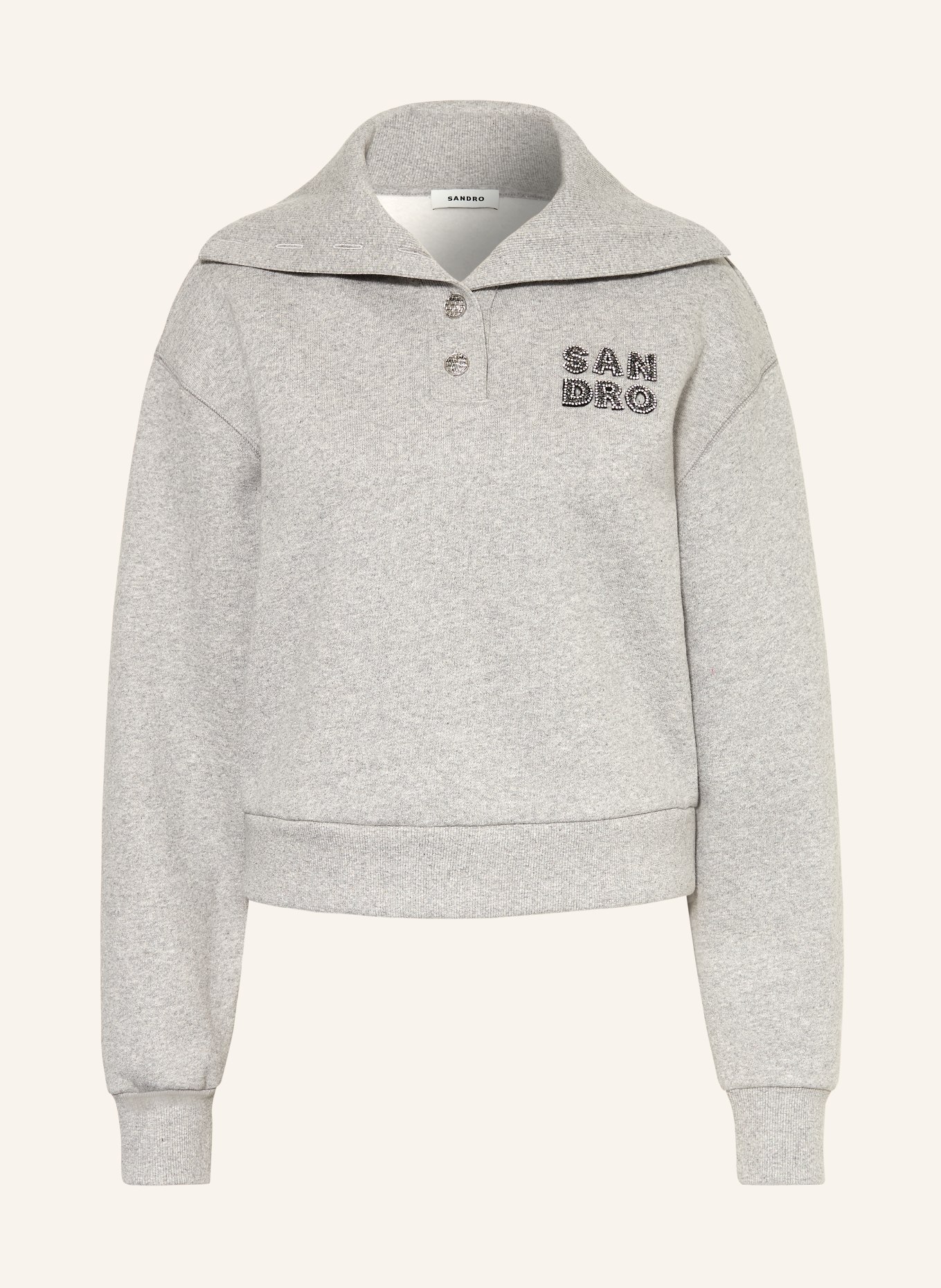 SANDRO Troyer mit Schmucksteinen: GRAU