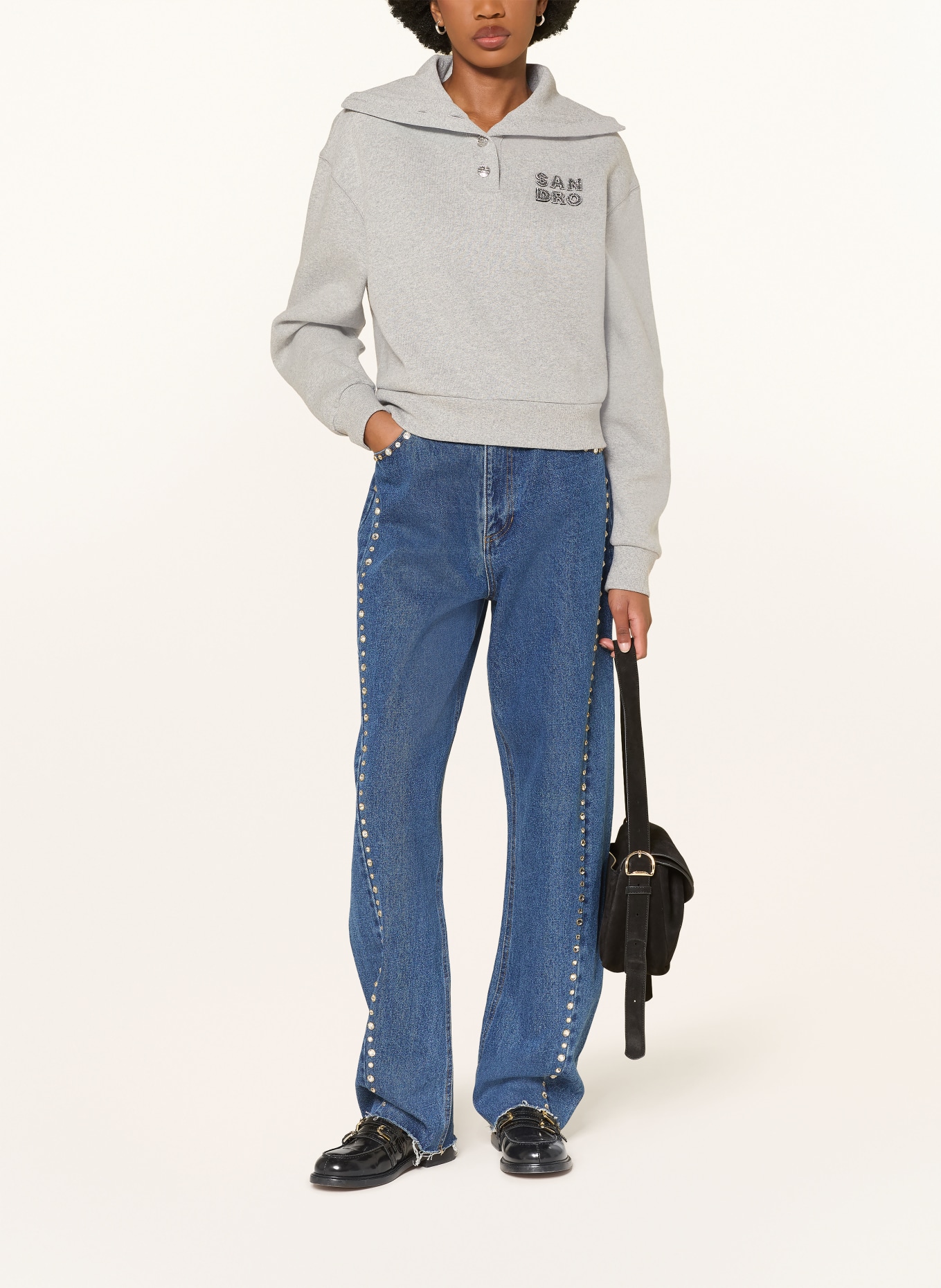 SANDRO Troyer mit Schmucksteinen: GRAU