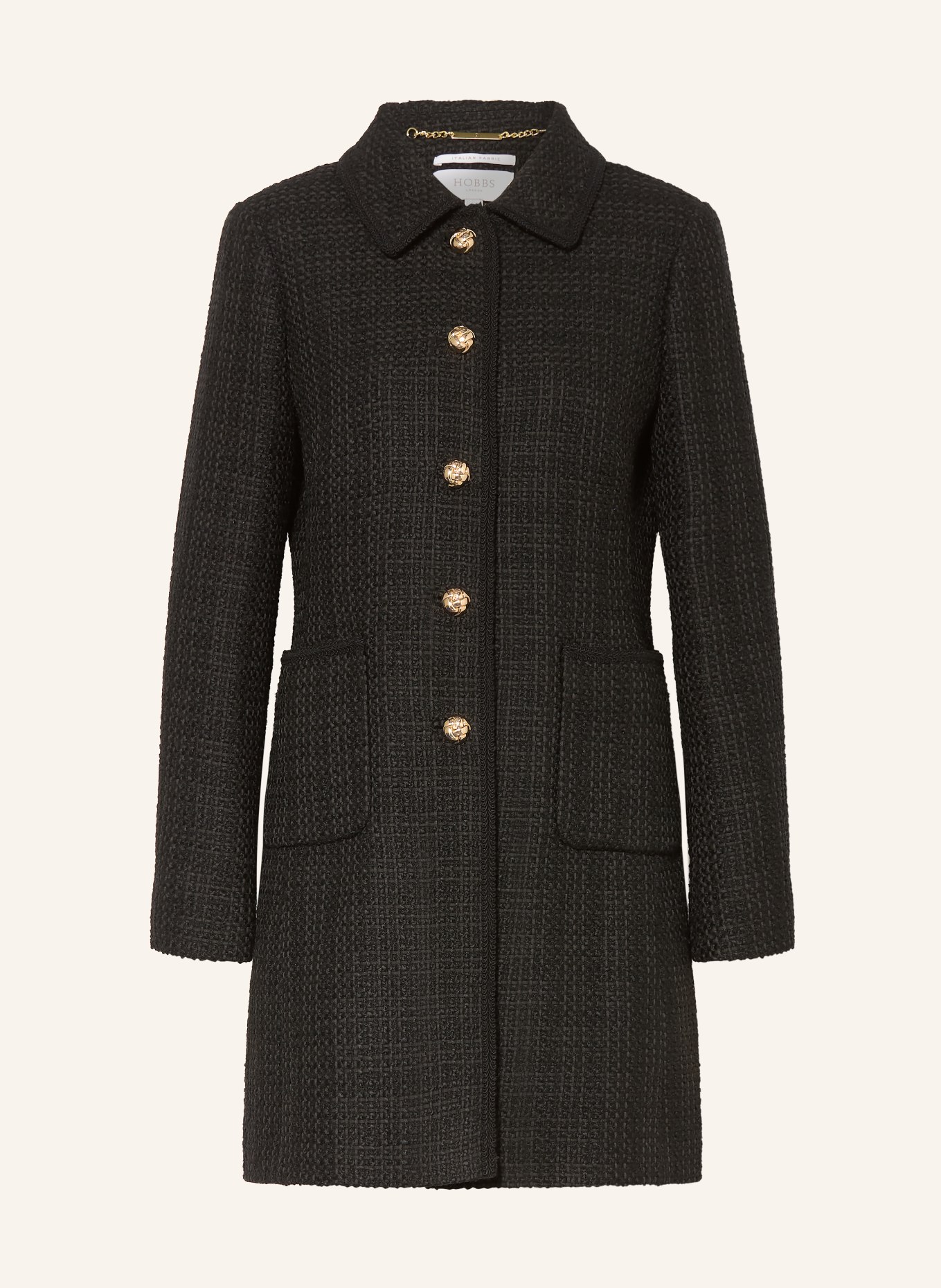 HOBBS Bouclé kabát EVANGELINE: ČERNÁ