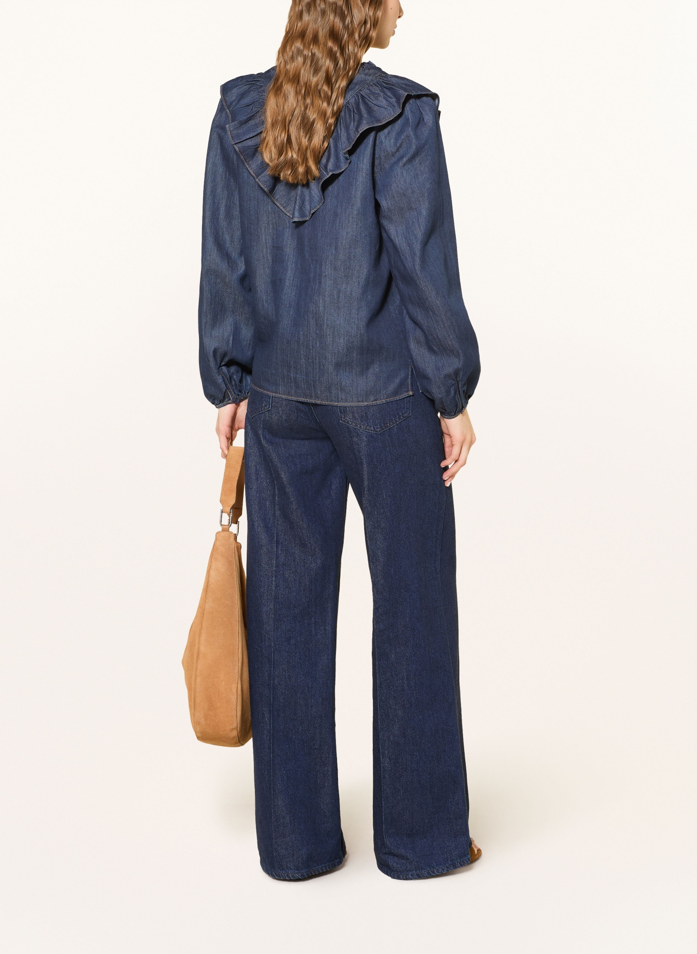 Phase Eight Džínová halenka ALEXIA s volány: TMAVĚ MODRÁ