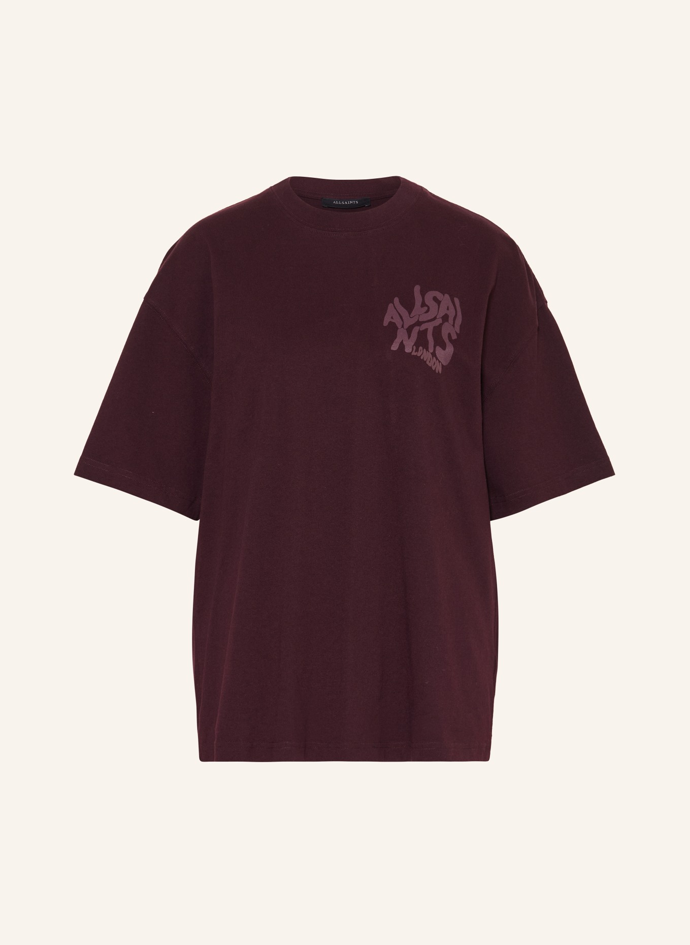 ALLSAINTS T-shirt ORLANDO ETTA: DONKERROOD