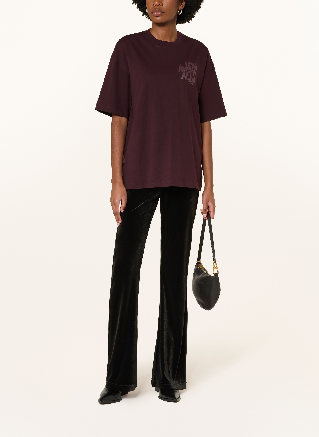 ALLSAINTS T-shirt ORLANDO ETTA: DONKERROOD