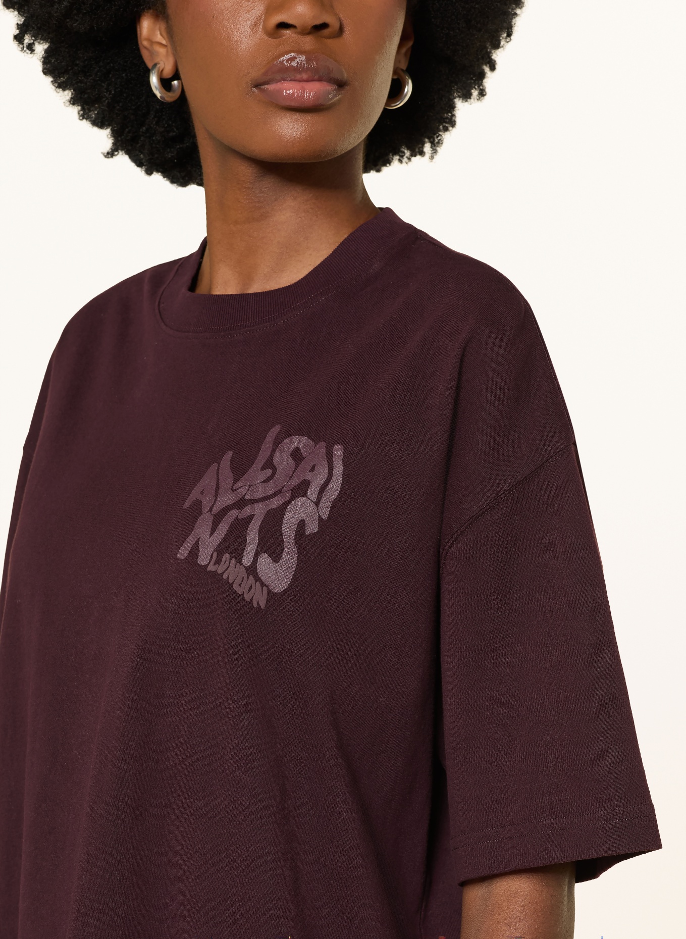 ALLSAINTS T-shirt ORLANDO ETTA: DONKERROOD