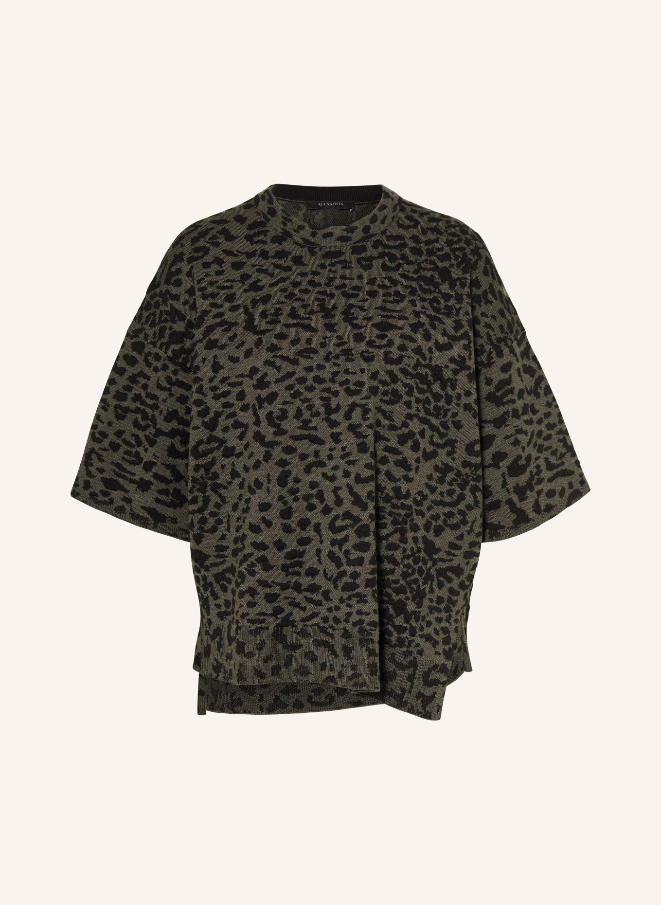 ALLSAINTS Pletené tričko LENNY: TMAVĚ ZELENÁ / ČERNÁ