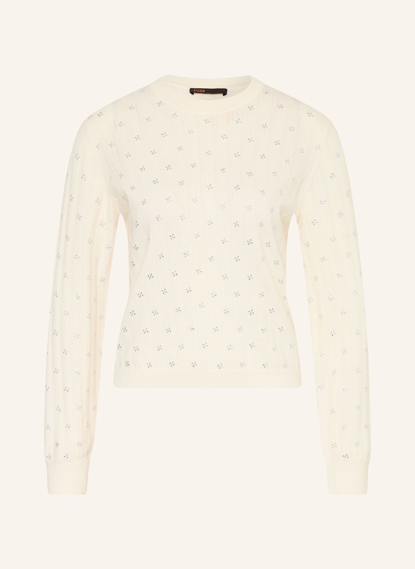 maje Pullover mit Schmucksteinen: ECRU