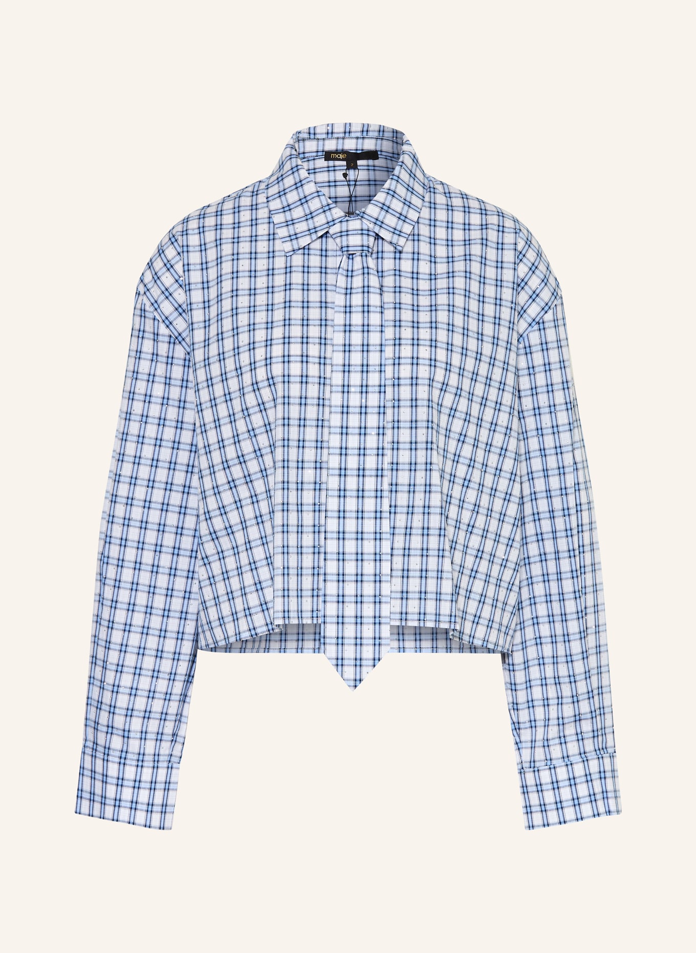 maje Hemdbluse mit Schmucksteinen: HELLBLAU / DUNKELBLAU / WEISS