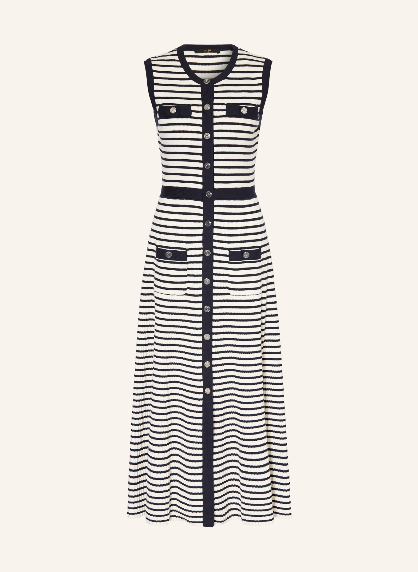 maje Strickkleid: WEISS / DUNKELBLAU