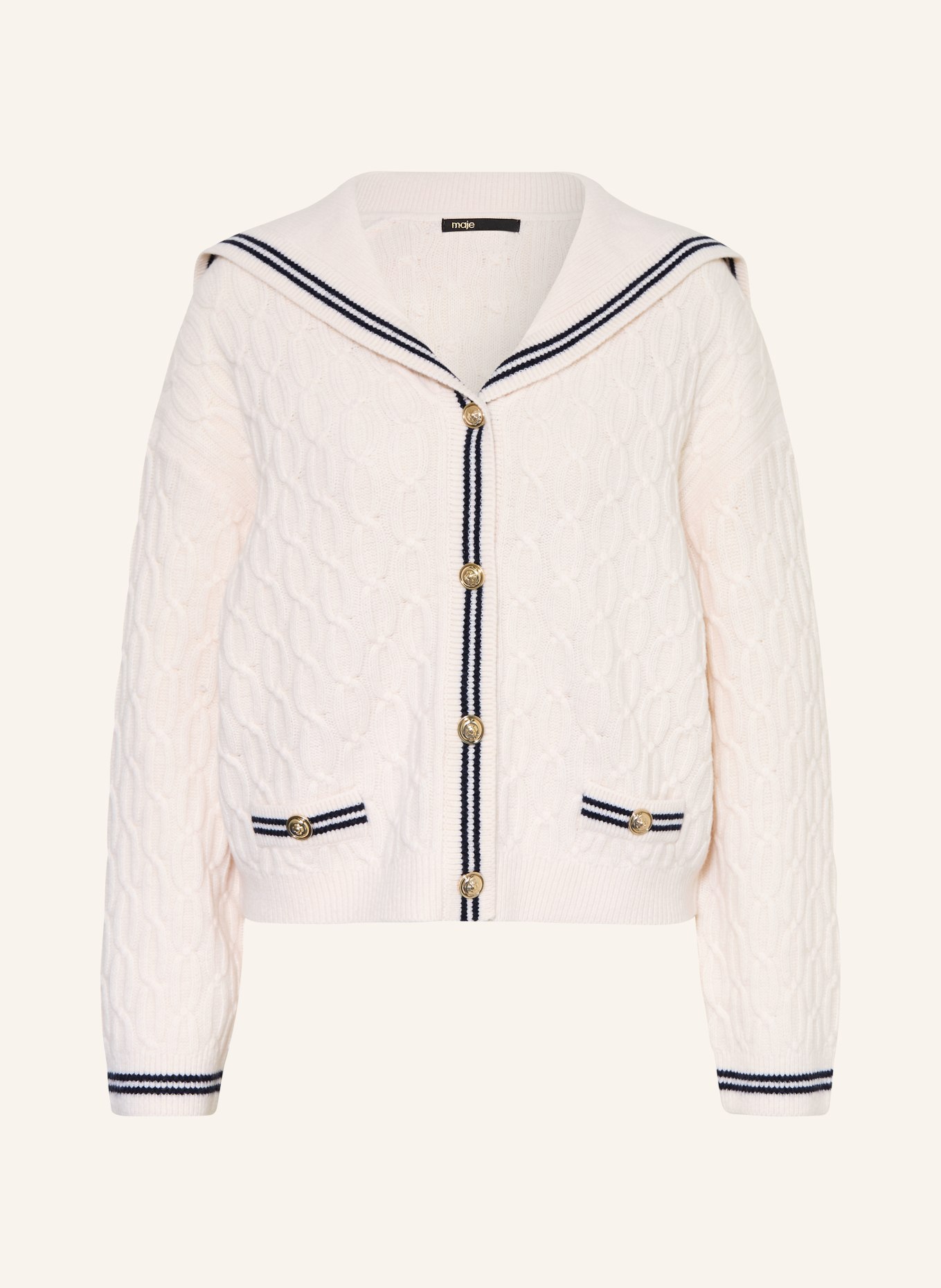 maje Strickjacke: ECRU / DUNKELBLAU