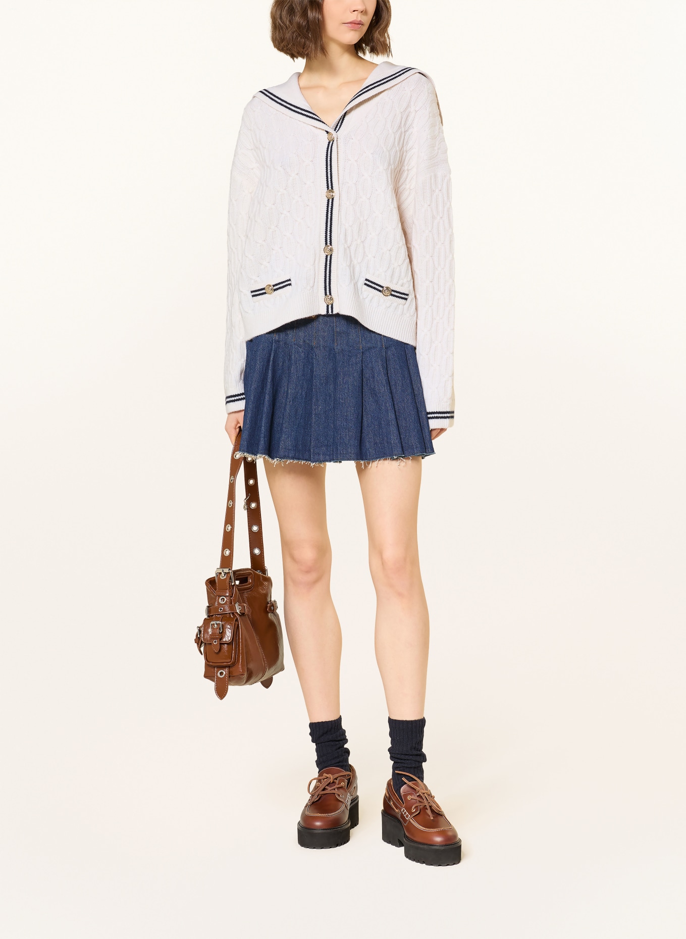 maje Strickjacke: ECRU / DUNKELBLAU