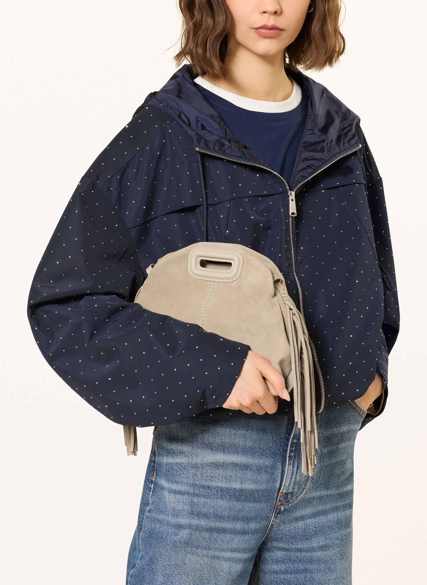 maje Umhängetasche: BEIGE / GOLD