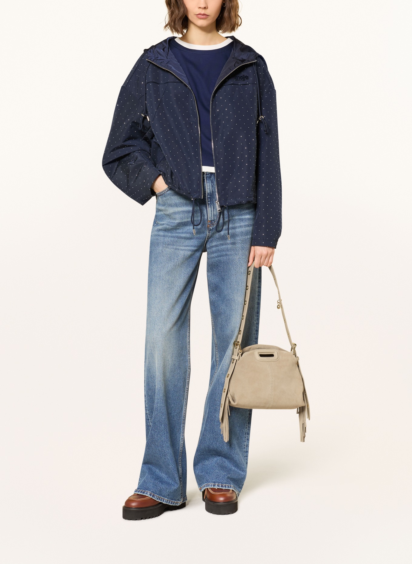 maje Umhängetasche: BEIGE / GOLD