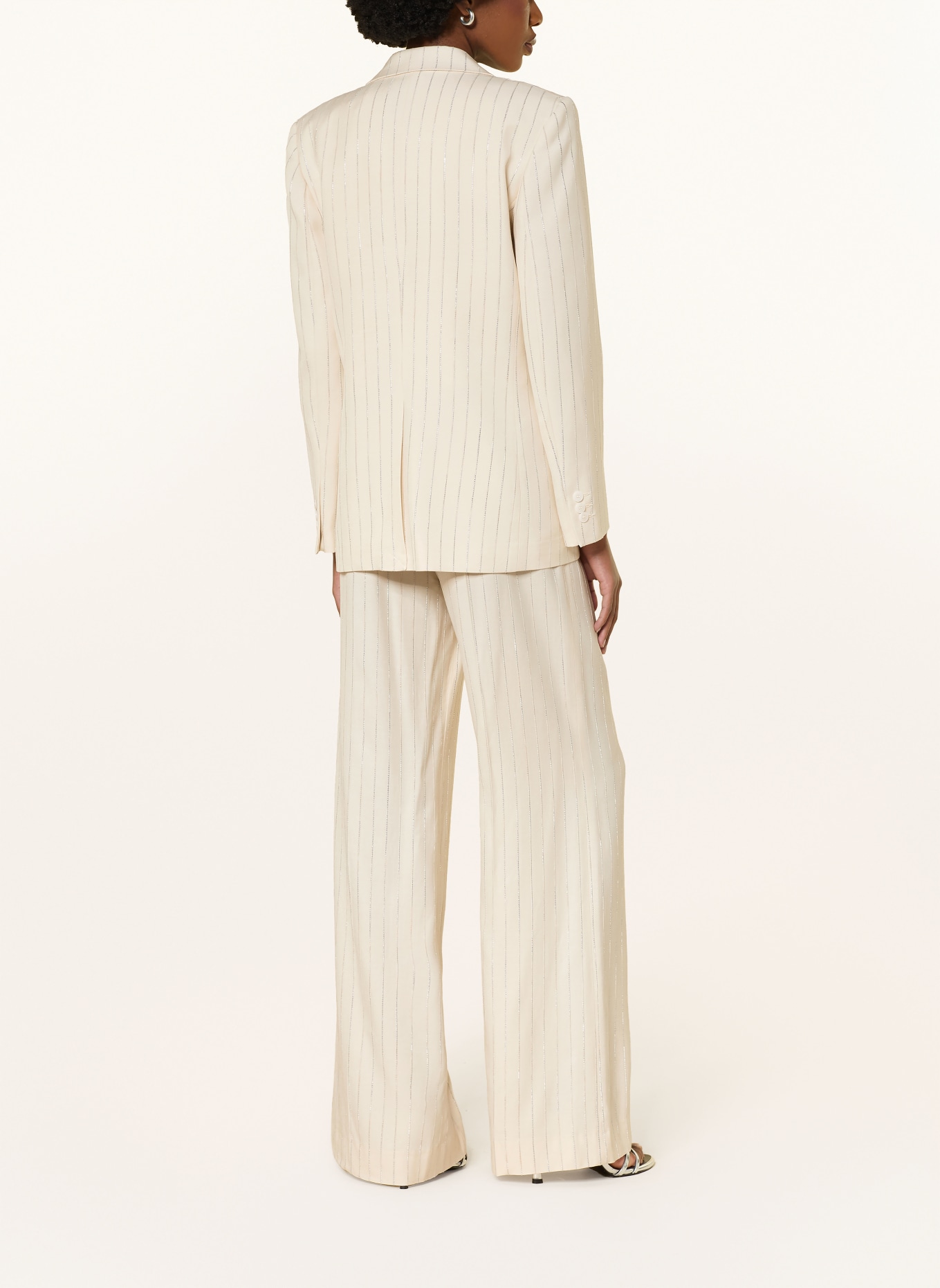 SANDRO Spodnie z marlony z błyszczącą nicią: ECRU