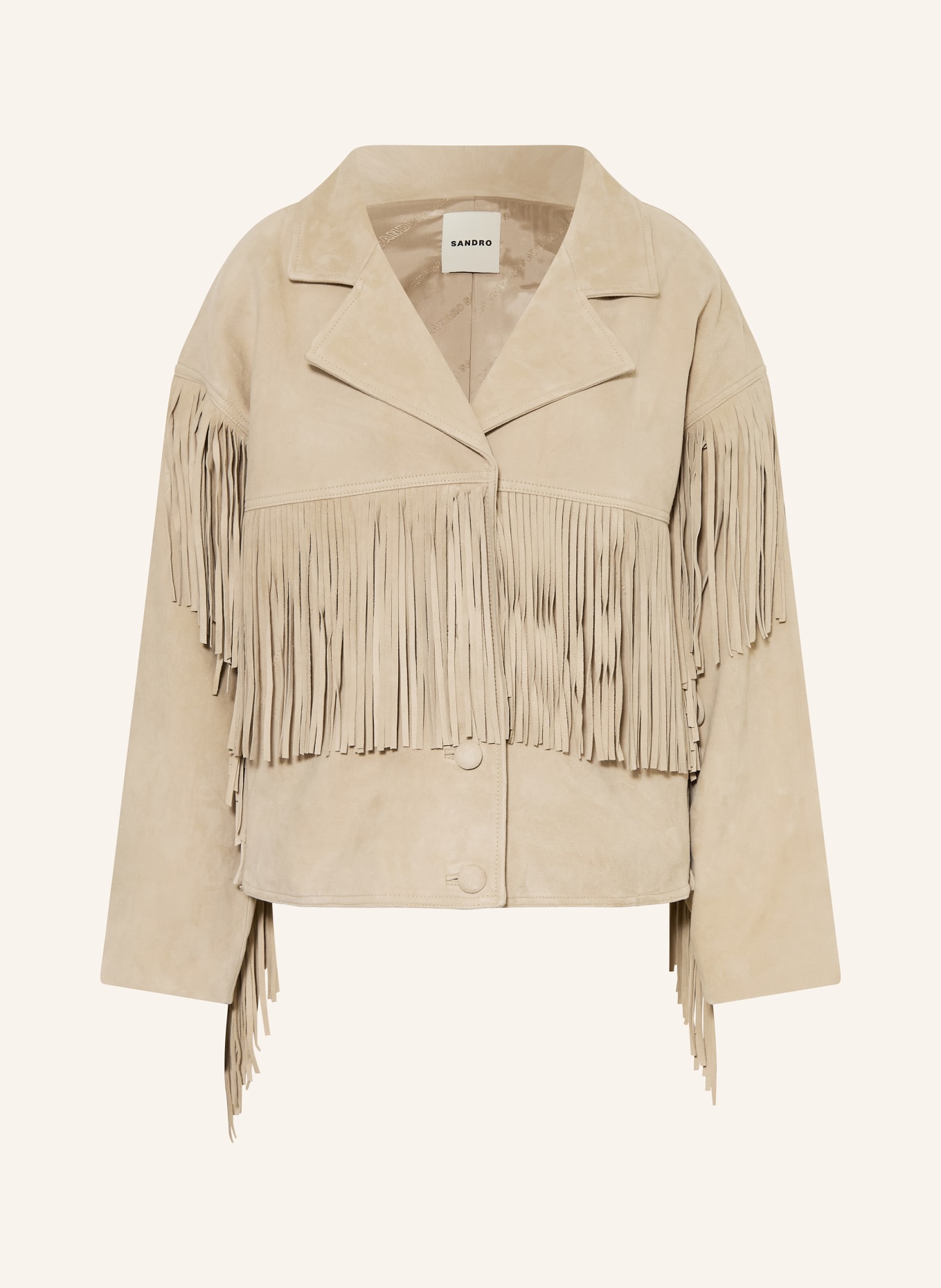 SANDRO Lederjacke: BEIGE