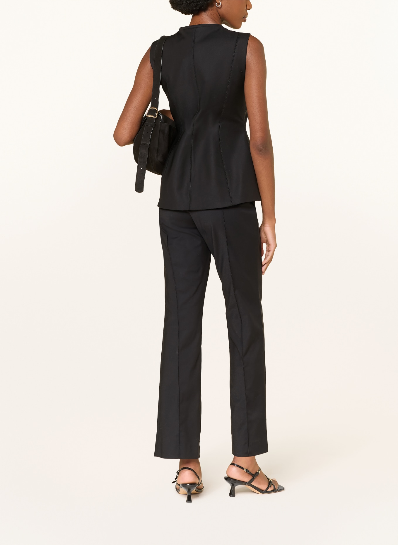 SANDRO Spodnie z materiału typu marlene: CZARNY