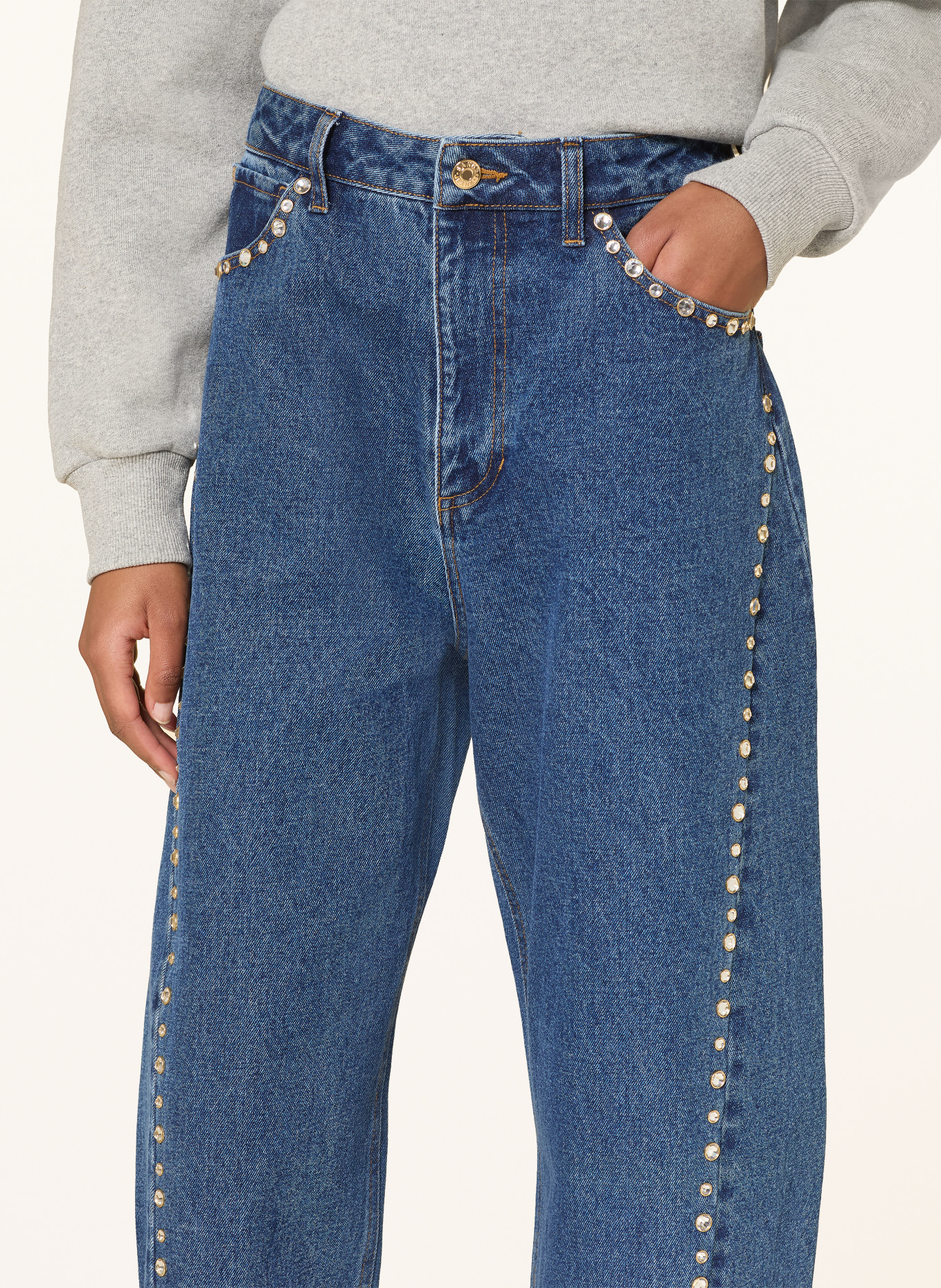 SANDRO Barrel Jeans mit Schmucksteinen: 4785 BLUE JEAN