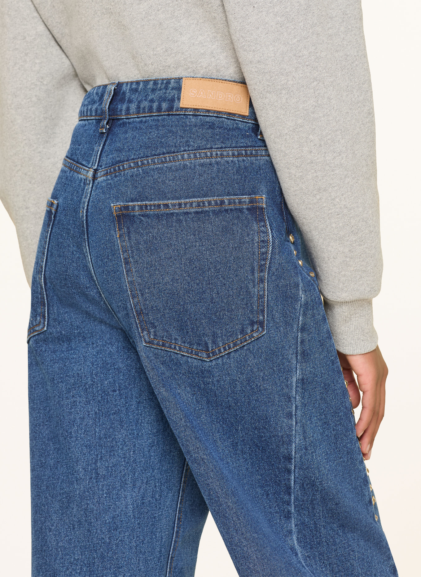 SANDRO Barrel Jeans mit Schmucksteinen: 4785 BLUE JEAN