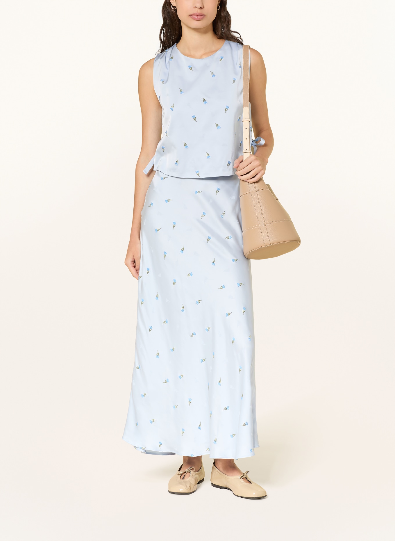 CLAUDIE PIERLOT satynowa spódnica: JASNONIEBIESKI