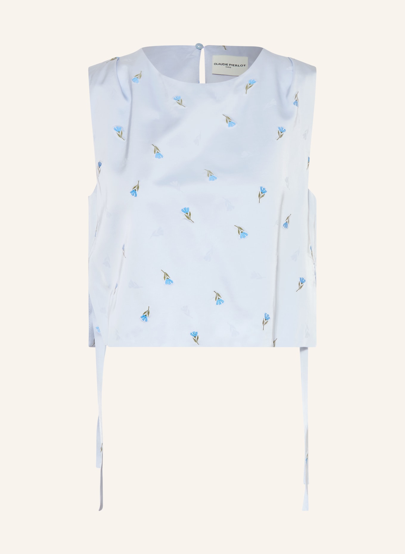 CLAUDIE PIERLOT Blusentop aus Satin: HELLBLAU