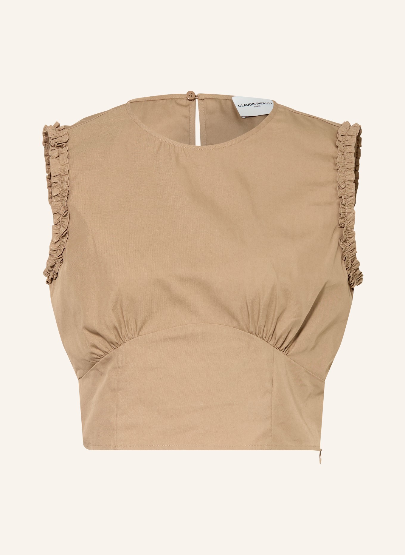 CLAUDIE PIERLOT Cropped-Top mit Rüschen: HELLBRAUN
