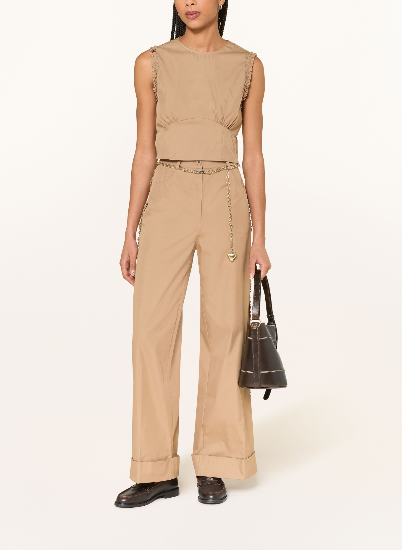 CLAUDIE PIERLOT Cropped-Top mit Rüschen: HELLBRAUN