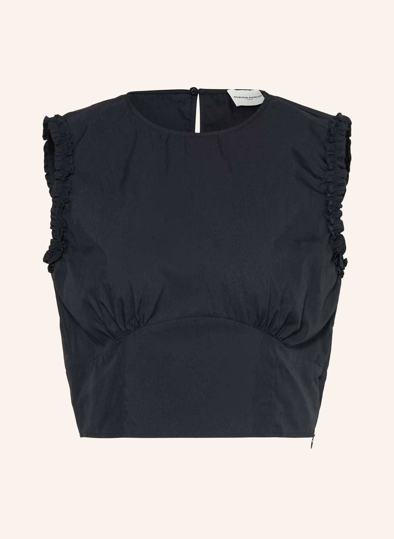 CLAUDIE PIERLOT Cropped-Top mit Rüschen: DUNKELBLAU