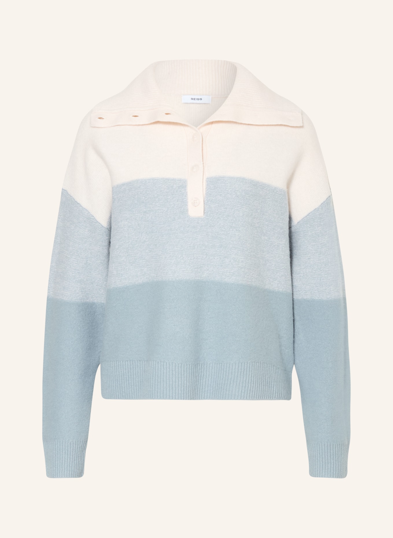 REISS Svetr FLORA: ČERNOŠEDÁ / KRÉMOVÁ / TMAVĚ MODRÁ