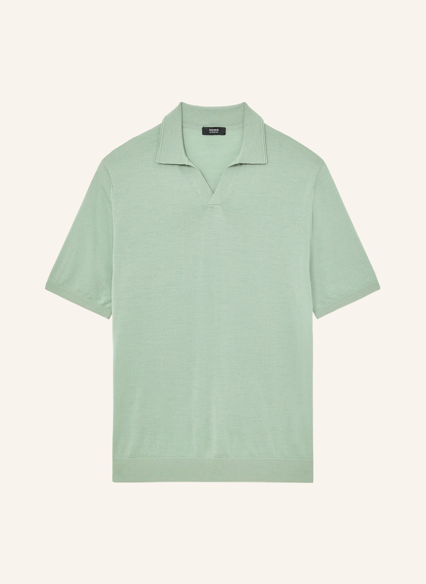 REISS Polo en maille DUCHIE en laine mérinos: VERT CLAIR